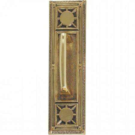 BRASS ACCENTS Nantucket Pull Plate with Mission Pull, Highlighted Brass Finish - 3.75 x 13.88 in. A04-P7201-MSS-610
